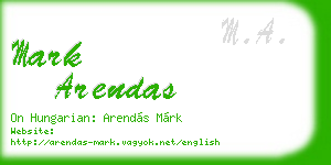 mark arendas business card