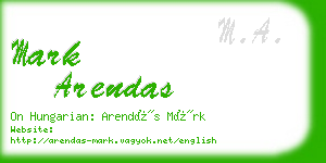 mark arendas business card